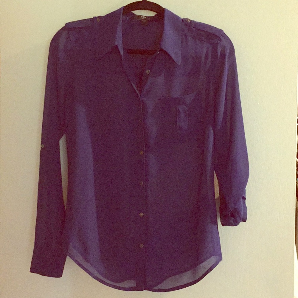 Sheer royal blue blouse by Guess size small